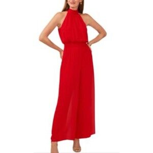 Vince Camuto Halter Tie-Back Wide-Leg Jumpsuit Red Christmas party formal XL